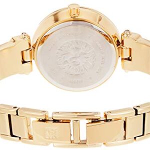 Anne Klein Women's AK/1980TMGB Diamond-Accented Dial Tan and Gold-Tone Bangle Watch