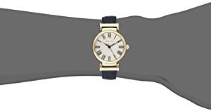 Anne Klein Women's AK/2246CRNV Gold-Tone and Navy Blue Leather Strap Watch