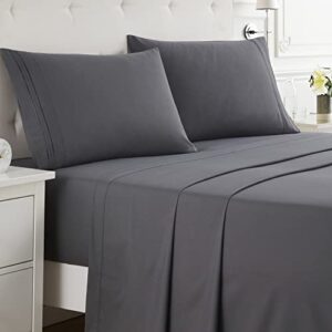 nestl split king sheets for adjustable beds - 5 piece split king sheets set, deep pocket, hotel luxury, extra soft, breathable and cooling, grey split king bed sheets