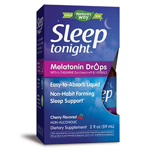 Nature's Way Sleep Tonight Melatonin Drops with L-Theanine, Non-Habit Forming Support*, 2 Oz, Cherry Flavor