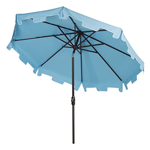 Safavieh Outdoor Collection Zimmerman Crank Market Umbrella with Flap