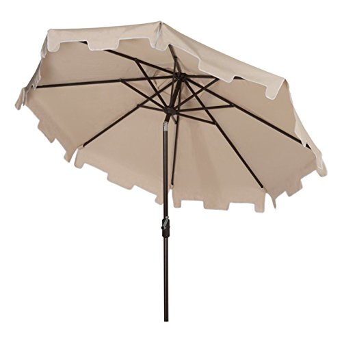 Safavieh Outdoor Collection Zimmerman Crank Market Umbrella with Flap