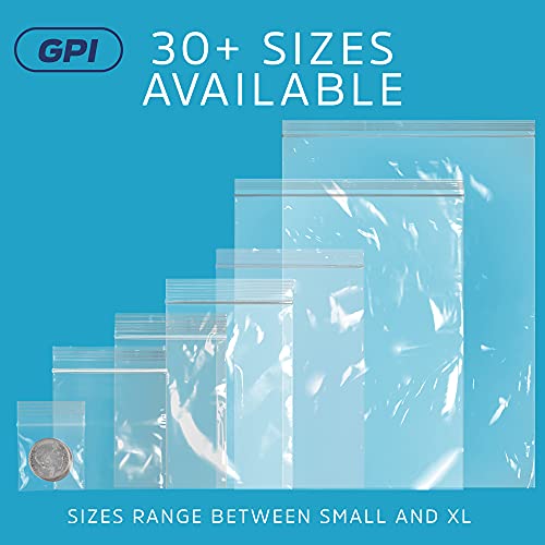 GPI - 1000 Count, 2" X 3" Clear Plastic Resealable Zip Bags, Bulk 2 Mil, Strong & Durable Poly Baggies with Resealable Zip Top Lock for Travel, Storage, Packaging & Shipping
