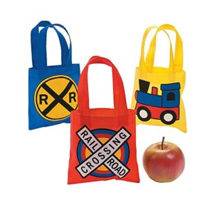 mini train party tote bags (12 pack of bright colors) favor bags and party supplies