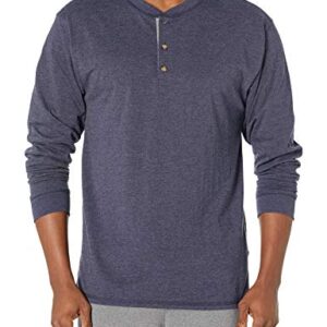 Hanes Men's Long-Sleeve Beefy Henley T-Shirt - Large - Hanes Navy Heather