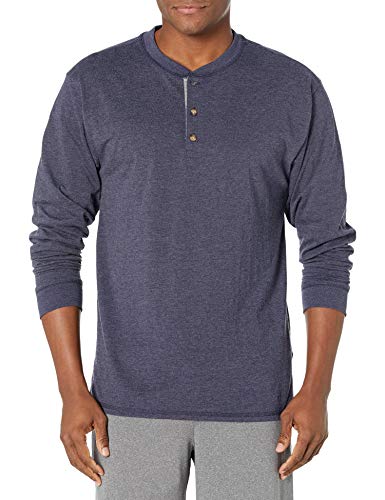 Hanes Men's Long-Sleeve Beefy Henley T-Shirt - Large - Hanes Navy Heather