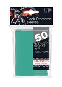 ultra pro - 50ct standard size card protector sleeves (aqua) - protect you collectible trading cards, sports cards, & gaming cards with a bright and vibrant color