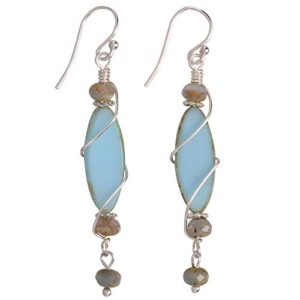 topsail island earrings - usa-made nickel free handcrafted stone earrings (robin's egg blue, rb02*)