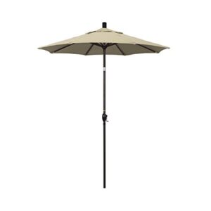 california umbrella 6' round aluminum market umbrella, crank lift, push button tilt, bronze pole, sunbrella antique beige