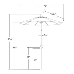 California Umbrella 6' Round Aluminum Market Umbrella, Crank Lift, Push Button Tilt, Bronze Pole, Sunbrella Antique Beige