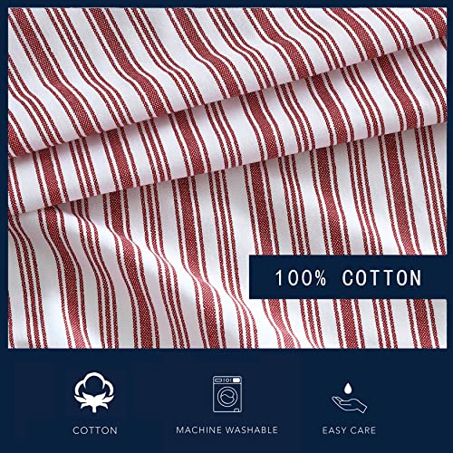 Nautica - Percale Collection - Bed Sheet Set - 100% Cotton, Crisp & Cool, Lightweight & Moisture-Wicking Bedding, 4 pieces, King, Coleridge Red