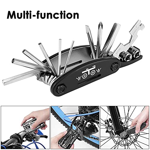 WOTOW Bike Repair Tool Kit, 16 in 1 Bicycle Multitool with Bike Tire Levers Hex Spoke Wrench, Multi Function Accessories Set for Road Mountain Bikes