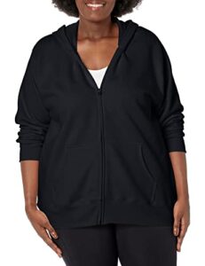 just my size womens comfortsoft ecosmart fleece full-zip women's athletic hoodies, ebony, 2x us