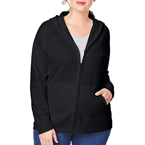 JUST MY SIZE womens Comfortsoft Ecosmart Fleece Full-zip Women's athletic hoodies, Ebony, 2X US