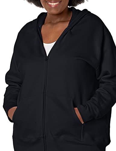 JUST MY SIZE womens Comfortsoft Ecosmart Fleece Full-zip Women's athletic hoodies, Ebony, 2X US