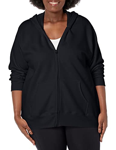 JUST MY SIZE womens Comfortsoft Ecosmart Fleece Full-zip Women's athletic hoodies, Ebony, 4X US