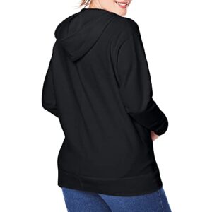 JUST MY SIZE womens Comfortsoft Ecosmart Fleece Full-zip Women's athletic hoodies, Ebony, 4X US