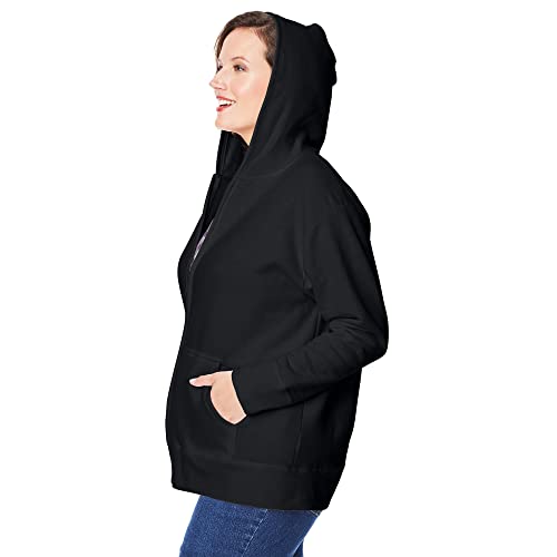 JUST MY SIZE womens Comfortsoft Ecosmart Fleece Full-zip Women's athletic hoodies, Ebony, 4X US
