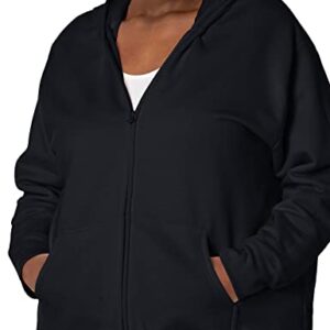 JUST MY SIZE womens Comfortsoft Ecosmart Fleece Full-zip Women's athletic hoodies, Ebony, 4X US