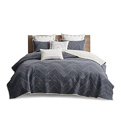 INK+IVY II13-564 Pomona 3 Piece Coverlet Mini Set, Full/Queen, Navy