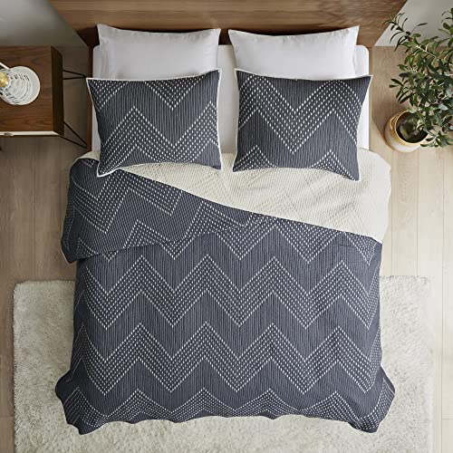 INK+IVY II13-564 Pomona 3 Piece Coverlet Mini Set, Full/Queen, Navy