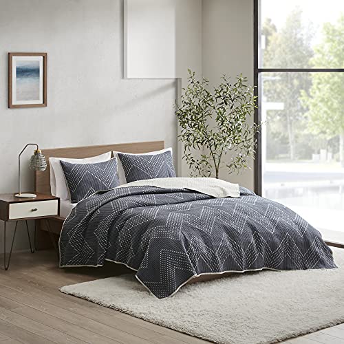 INK+IVY II13-564 Pomona 3 Piece Coverlet Mini Set, Full/Queen, Navy