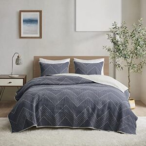 INK+IVY II13-564 Pomona 3 Piece Coverlet Mini Set, Full/Queen, Navy