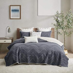 INK+IVY II13-564 Pomona 3 Piece Coverlet Mini Set, Full/Queen, Navy