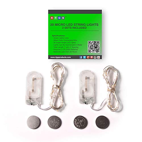 RTGS Products Green Colored LED Lights Indoor Outdoor String Lights, Fairy Lights Battery Powered Patio, Bedroom, Holiday Decor, etc.