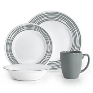 corelle boutique brushed 16-pc dinnerware set, silver