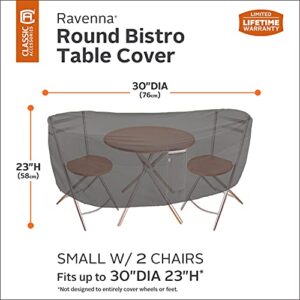 Classic Accessories Ravenna Water-Resistant 30 Inch Round Bistro Patio Table & Chair Set Cover, Outdoor Table and Chair Cover