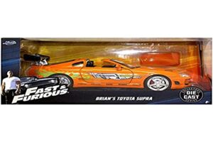 jada toys fast & furious 1:24 brian's toyota supra die-cast car, toys for kids and adults, orange (97168)