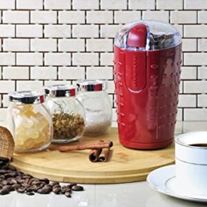 OVENTE Electric Coffee Grinder - Small Portable & Compact Grinding Mill with Stainless Blade for Bean Spices Herb and Tea, Perfect for Home & Kitchen - Maroon CG225M