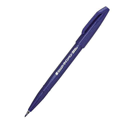 Pentel Arts Sign Pen Touch, Fude Brush Tip, Blue Ink, Box of 12 (SES15C-C)