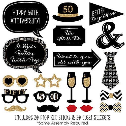 50th Anniversary - Photo Booth Props Kit - 20 Count