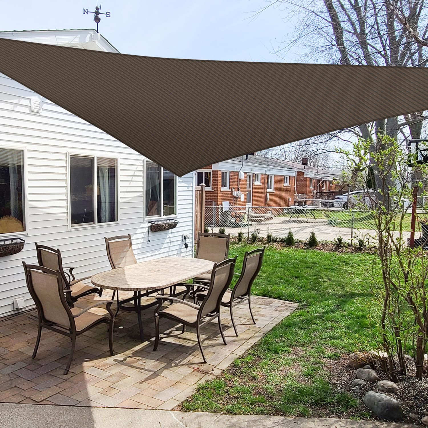 Windscreen4less Sun Shade Sail Canopy 16' x 16' x 16', Brown