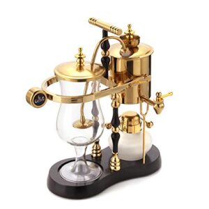 Diguo Belgian/Belgium Family Balance Siphon/Syphon Coffee Maker, Elegant Double Ridged Fulcrum with Tee Handle (Egyptian Black & Gold)