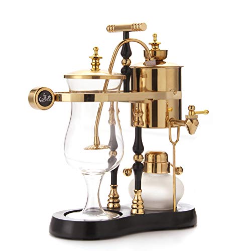 Diguo Belgian/Belgium Family Balance Siphon/Syphon Coffee Maker, Elegant Double Ridged Fulcrum with Tee Handle (Egyptian Black & Gold)