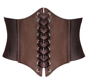 alivila.y fashion womens faux leather underbust corset belt bustier a13-coffee