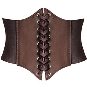 Alivila.Y Fashion Womens Faux Leather Underbust Corset Belt Bustier A13-Coffee