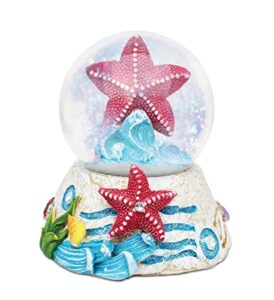 cota global starfish stone snow globe - sparkly water globe figurine with sparkling glitter, collectible novelty ornament for home decor, for birthdays, christmas, and valentine's day