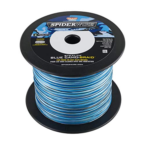 SpiderWire Stealth® Superline, Blue Camo, 50lb | 22.6kg, 1500yd | 1371m Braided Fishing Line, Suitable for Saltwater and Freshwater Environments