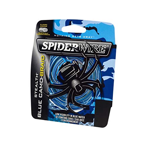 SpiderWire Stealth® Superline, Blue Camo, 15lb | 6.8kg, 125yd | 114m Braided Fishing Line, Suitable for Saltwater and Freshwater Environments