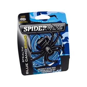 SpiderWire Stealth® Superline, Blue Camo, 15lb | 6.8kg, 125yd | 114m Braided Fishing Line, Suitable for Saltwater and Freshwater Environments