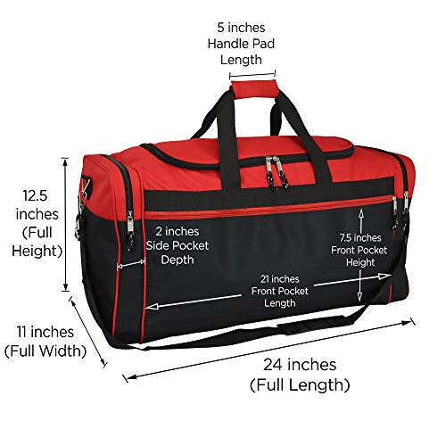 DALIX 25" Extra Large Vacation Travel Duffle Bag in Red and Black