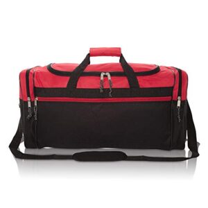 DALIX 25" Extra Large Vacation Travel Duffle Bag in Red and Black