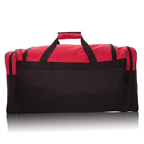 DALIX 25" Extra Large Vacation Travel Duffle Bag in Red and Black