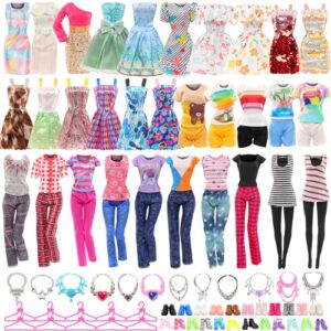 barwa 41 pack doll clothes and accessories 5 pcs fashion dresses 5 tops 5 pants outfits 10 pcs mini dresses 10shoes 6 necklace 5 glasses for 11.5 inch doll