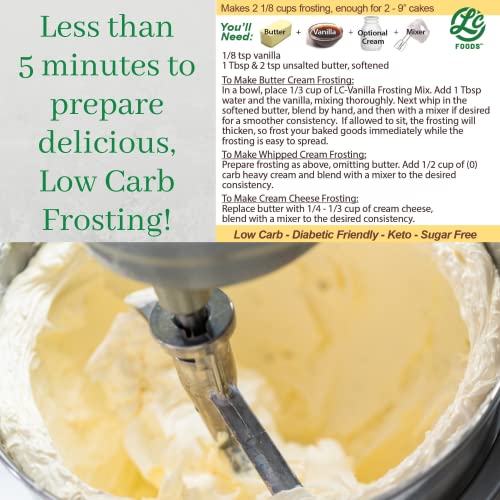 Low Carb Vanilla Frosting Mix | Gluten-free | Non-GMO | No Sugar | Diabetic Friendly | No Hydrogenated Oils | No Artificial Colors | Good for Baking (10.2 Oz)