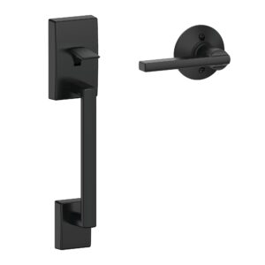 schlage fe285 cen 622 lat century front entry handleset with latitude lever, lower half grip, matte black